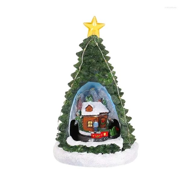 Estatuetas decorativas árvore de natal caixa de música conjunto de montagem diy decoração festiva