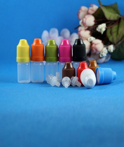 100 conjuntos de garrafas conta-gotas de plástico de 3ml 110 oz, tampas seguras à prova de crianças, dicas de resistência ao LDPE e vapor cig líquido 3 ml6558749