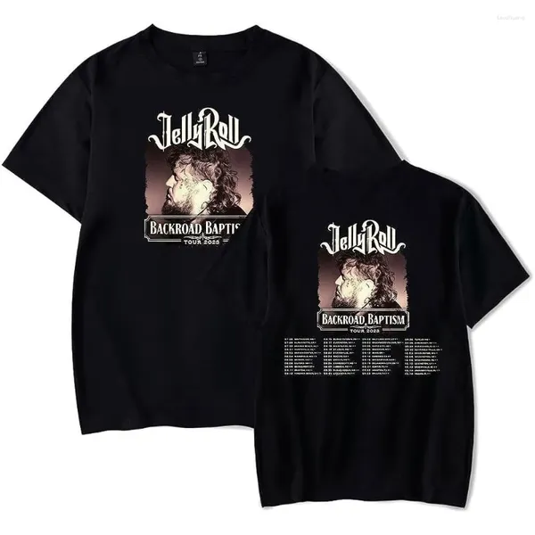 Homens camisetas Jelly Roll Backroad Batismo Tour 2023 Oversized Camisa Mulheres Homens Y2K Streetwear Hip Hop Manga Curta Engraçado Camiseta Gráfico Tees