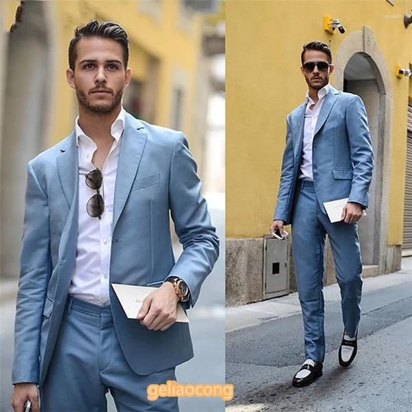 Erkek takım elbise moda düğün takım elbise ince fit özel erkekler son kat pantolon tasarımı partisi blazer damat smokin 2 parça kostüm homme