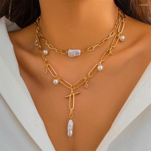 Ожерелья с подвесками, ожерелье-цепочка в стиле барокко для женщин, нерегулярный жемчуг, циркон, украшения с кисточками, сувениры для вечеринок TRENG, высококачественные металлические аксессуары