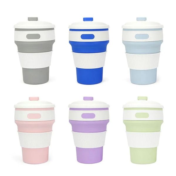 Özelleştirilebilir Taşınabilir Esnek Tumblers 350ml Katlanabilir Silikon Kahve Bardağı Açık Hava Anti-Scald Katlanır Seyahat Su Kupaları Promosyon Hediyesi