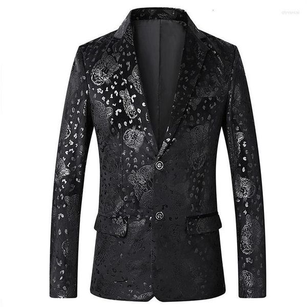 Abiti da uomo 2023 Primavera Slim Leopard Print Suit giacche da uomo di marca Blazer moda manica lunga giacca a un bottone Plus Size 5XL200M