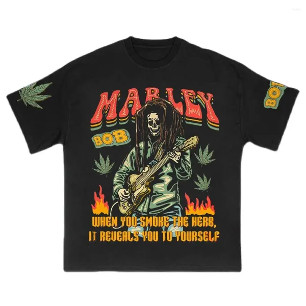 Herren-T-Shirts MARLE Casual Gradient Devil Print Rundhals-Kurzarm-T-Shirt Hip-Hop-Tageshemd für Männer Große Größe Camiseta