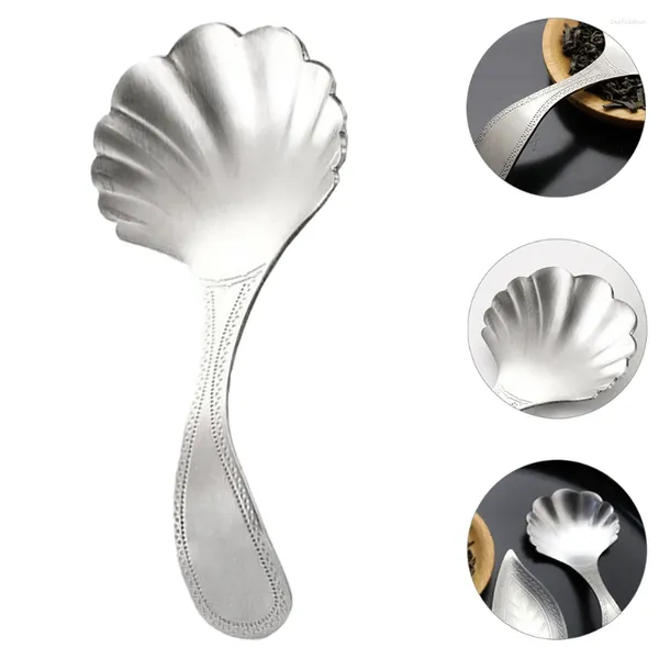 Cucchiai Mini Candy Cucchiaino da tè in acciaio inossidabile Accessori per stoviglie a forma di conchiglia Scoop Silver Baby