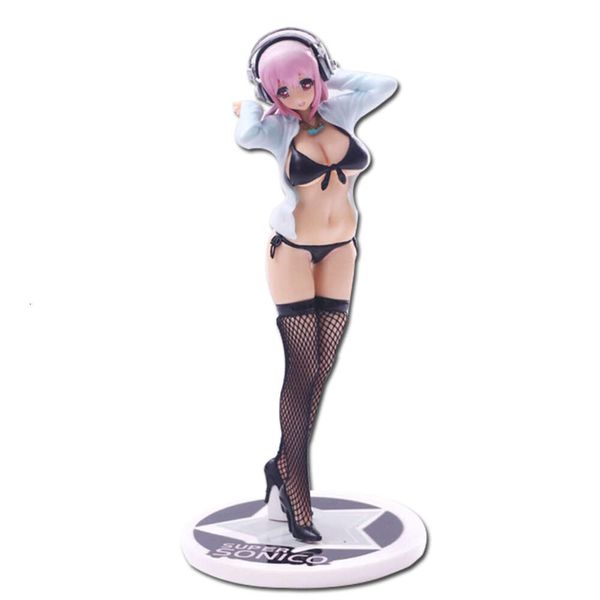 Costumi mascotte 23 cm Anime Figura sexy Supersonico Giocattolo Costume da bagno nero Cantante in piedi Decorazione modello Bambole Giocattolo Regalo Raccogliere Ornamento in scatola