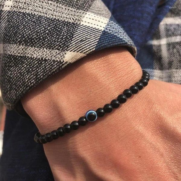 Braccialetti con ciondoli Bracciale con perline naturali di occhio di tigre da 6 mm per uomo Donna Amuleto turco Protezione Blu Gioielli spirituali malvagi