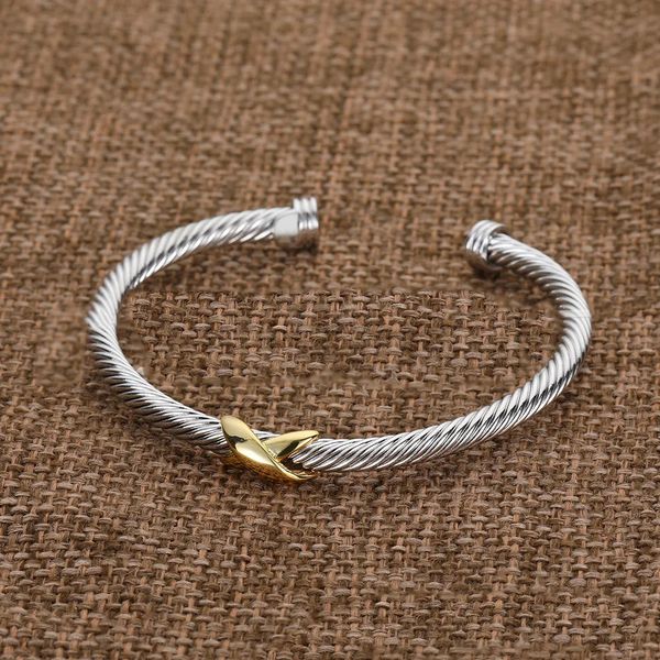 Heiße Verkäufe DY Twisted Designer-Armband, klassischer Luxus-Dy-offener Armreif für Frauen, Modeschmuck, Gold, Silber, Perlenkreuz, Vintage-Schmuck, Party, Hochzeitsgeschenk, Großhandel