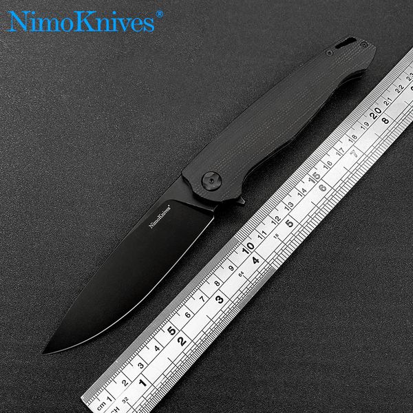 Карманный складной нож Nimoknives, охотничьи ножи для самообороны K110, лезвие из слюды, крутой черный инструмент