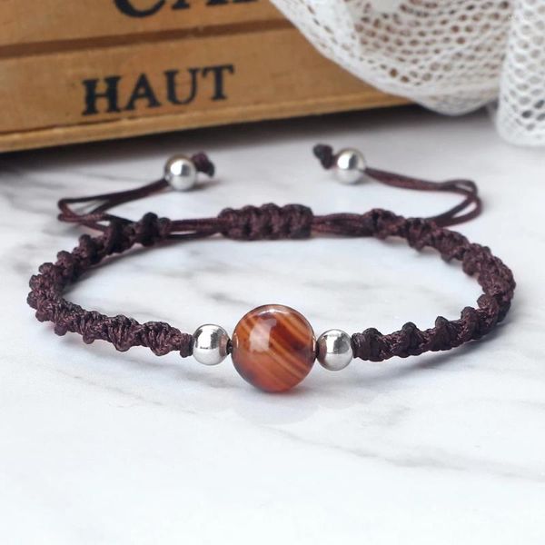 Link-Armbänder, braunes Nylonseil-Armband, modischer Naturstein, Tigerauge, handgefertigt, verstellbare Armbänder, Armreifen, Paar-Schmuck für Damen und Herren