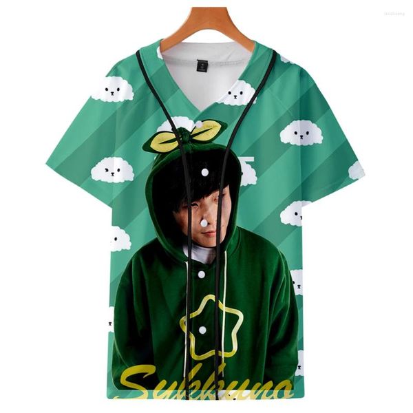 Heren T-shirts Sykkuno Merch 3D korte mouw honkbal uniform hiphop dames print T-SHIRT