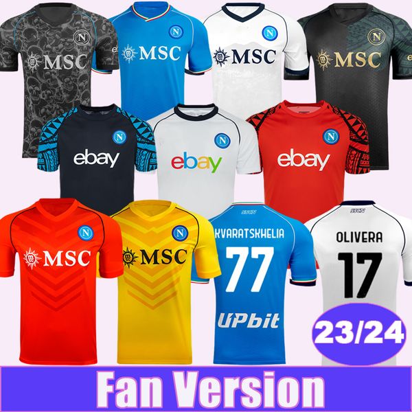 23 24 Napoli OSIMHEN Maglie da calcio da uomo Napoli Halloween OLIVERA ELMAS ZIELINSKI H. LOZANO ANGUISSA RRAHMANI LOBOTKA Maglie da calcio portiere per casa