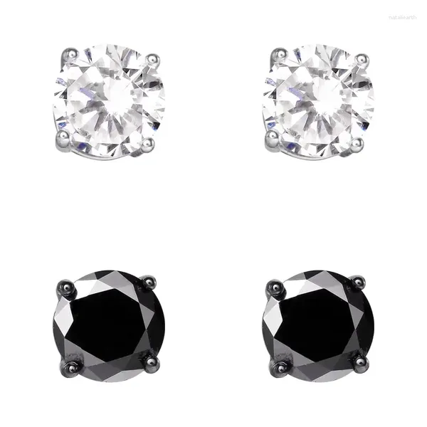 Серьги-гвоздики Brilliance Fine Jewelry Мужской CZ черный и прозрачный бриллиант 8 мм