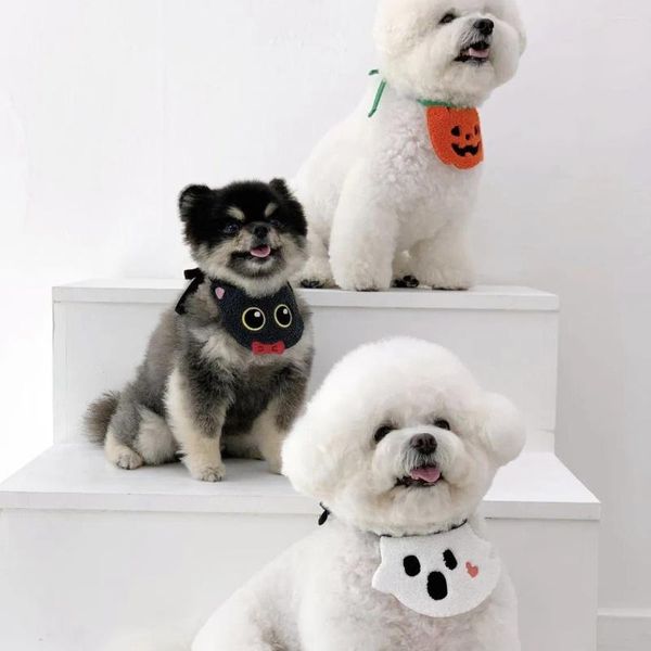 Vestuário para cães Bonito Babadores de Halloween Gatos Pet Drool Teddy Boomerang Cat Cartoon Acessórios Suprimentos