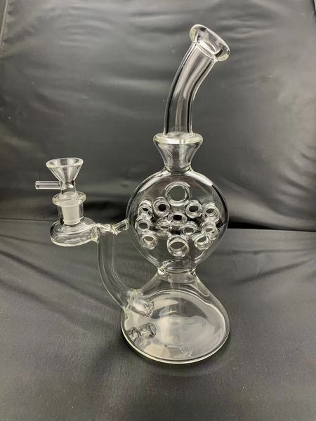 Acessórios para fumar Ash Catcher Bubbler Hookahs Light Blue Glass Bong Oil Rig 14mm Conector Interno Bônus Bubble Ball Personalizado Dê dois presentes como presentes