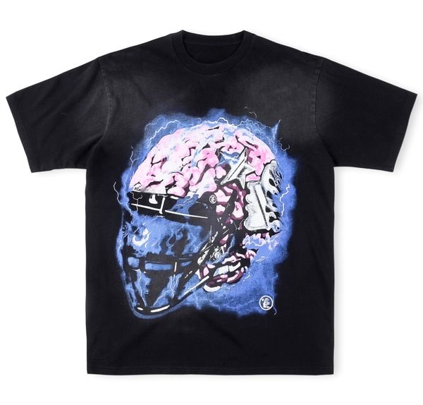 Hellstar Brain Helmet Kurzarm Herren T-Shirts Damen T-Shirts Designer T-Shirts Hellstar T-Shirt Männer Casual Kurzarm Street Designer Top