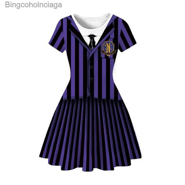 Thema Kostüm Film Mittwoch Cosplay Addams Kommen Kinder Rock Nevermore JK Uniform Kleid Vestidos Kinder Mädchen Halloween Karneval PartyL231013