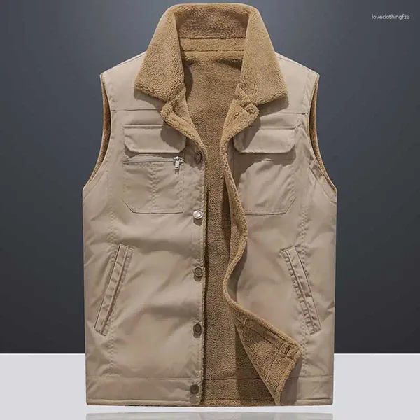 Gilet da uomo Gilet berbero in pile Autunno Inverno Giacca da uomo in peluche spesso per caldo antivento con bottoni Top casual da uomo