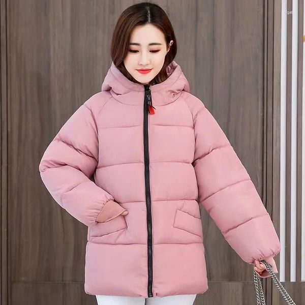 Damen Trenchcoats Sondergröße 8XL Jacke Frau Winter Daunen Baumwolljacken 2023 Damenmode Lose Warme Kapuze Parka Oberbekleidung Beige