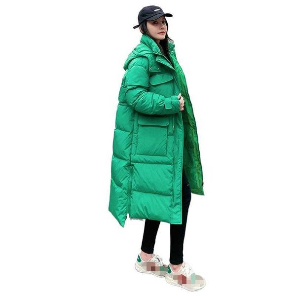 Nova cor sólida longo em linha reta casaco de inverno casual mulheres parkas roupas com capuz elegante jaqueta de inverno feminino outerwear 1mljk