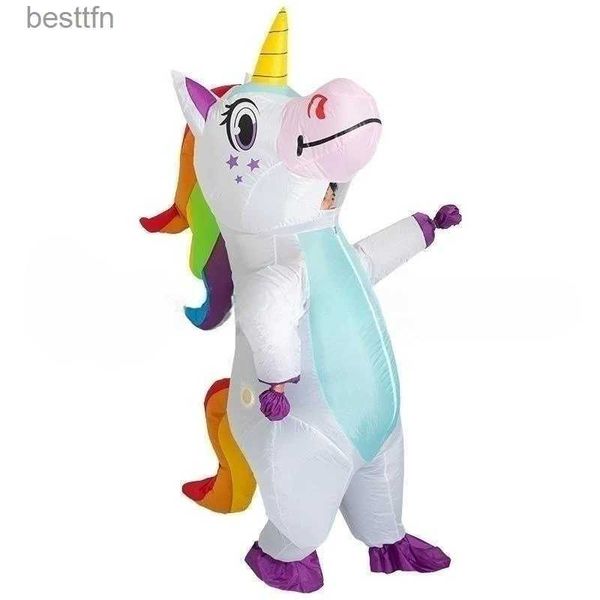 Tema Costume da tavolo cartone animato unicorno come bambini adulti arcobaleno Halloween come adulto carnevale mascotte Purim Gioco di ruolo natalizioL231013