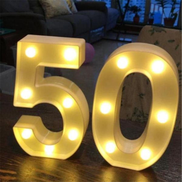Parti Dekorasyonu 2pcs Set Yetişkin 30 40 50 60 Sayı LED String Gece Işık Lambası Mutlu Yıllar Balon Yıldönümü Etkinlikleri Malzemeler168o
