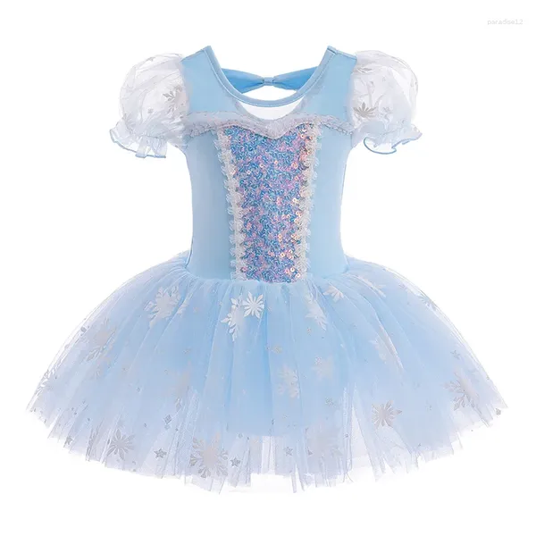 Palco desgaste azul ballet saia profissional vestido para meninas crianças collant bailarina dança neve trajes de desempenho impresso