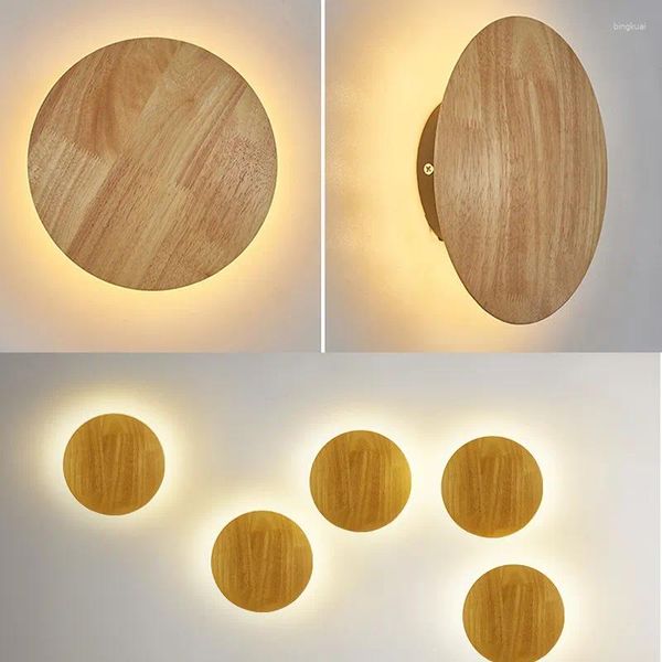 Wandleuchte ZK50 Einfaches Holzhandwerk LED rund oval mit Lichtquelle Wandmontage Innenkorridor Treppengangbeleuchtung L 12W