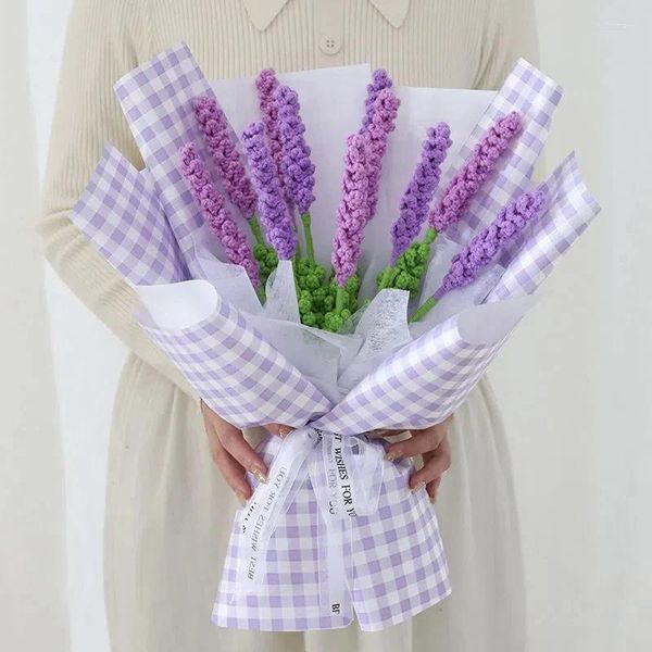 Dekorative Blumen Künstliche Lavendelblume Handgestrickter Häkelstrauß DIY Handgemachtes kreatives Handwerk Geschenk Hochzeitsfeier