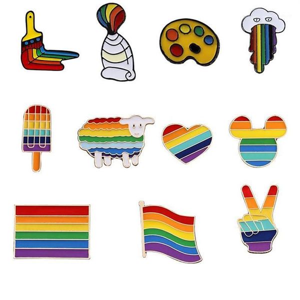 Pinos Broches Orgulho Broche Pin Set Animal Amor Coração Multicolor Mulheres Homem Gay Meninas Lésbicas Jóias Amigos Presentes Accessorie1307F