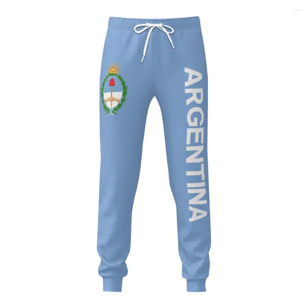 Calças masculinas emblema da bandeira argentina mens sweatpants com bolsos corredores para homens esportes casuais suor cordão