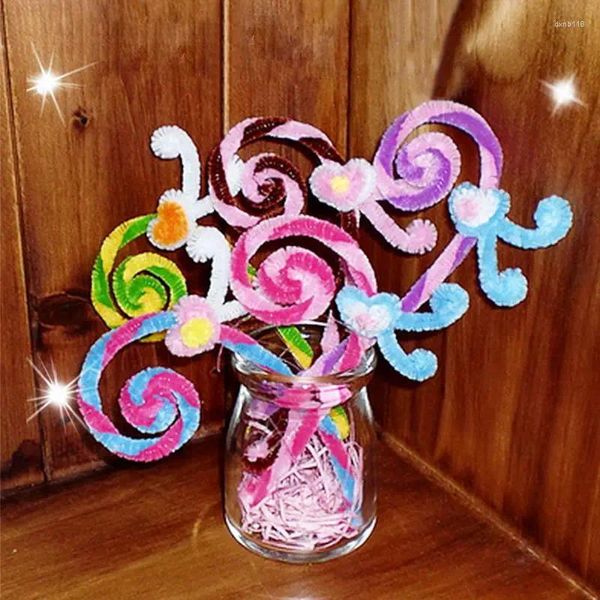 Flores decorativas 1 pacote de varas de pelúcia brinquedos educativos das crianças materiais diy shilly-stick artesanal arte brinquedo presente para seus filhos