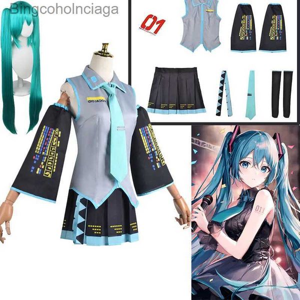 Costume a tema Miku Cosplay Vieni Parrucca Copricapo Accessori anime giapponesi Halloween Party Outfit per donne Ragazze Set completoL231013