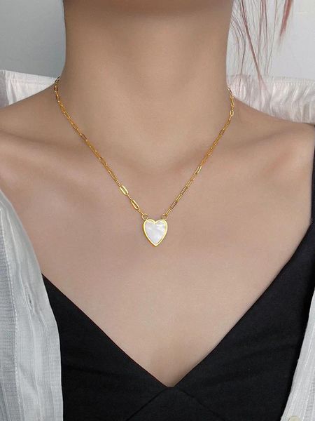 Ожерелья с подвесками, женская шикарная цепочка на шею, романтическая ракушка, сердце, изысканные винтажные украшения, классические корейские модные украшения, очаровательное ожерелье
