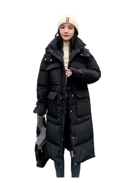 Nova cor sólida longo em linha reta casaco de inverno casual feminino parkas roupas com capuz elegante jaqueta de inverno feminino outerwear 63o50