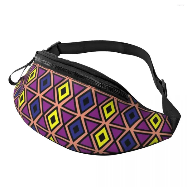 Hüfttaschen Lila Geo-Print Tasche Retro Geometrisch Teenager Arbeitspaket Mode Polyester