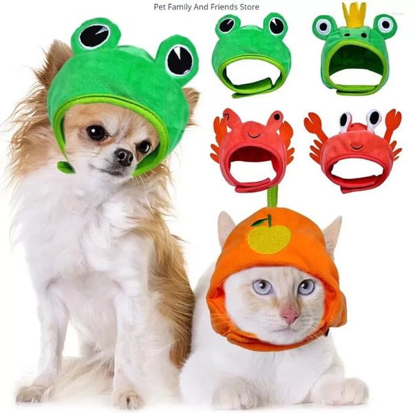 Costumi per gatti Costume divertente Granchio Rana Vestire per gatti Cappello per animali domestici Berretto natalizio Cosplay Copricapo caldo Accessori per cuccioli di cane