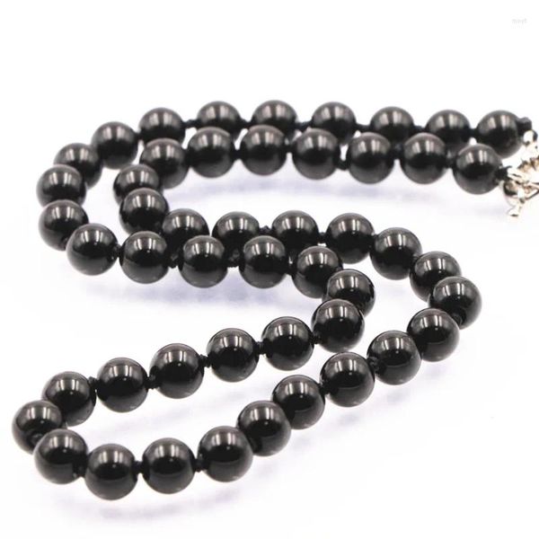 Halsband Mode Naturstein Perlen Halskette Schwarz Onyx Achate Runde Strang Halsketten Für Frauen Lange Kette Elegante Geschenk Schmuck A721