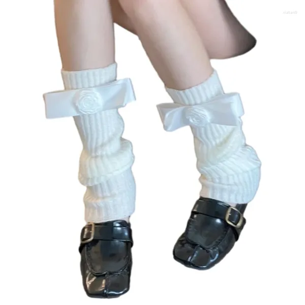 Calzini da donna Scaldamuscoli alti al ginocchio da donna, lavorati a maglia, con fasciatura alla caviglia, stivali, copripolpacci lavorati a maglia a tubo lungo