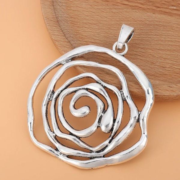 Anhänger Halsketten 2 teile/los Silber Farbe Große Hohle Offene Wirbel Vortex Spirale Runde Charms Anhänger Für DIY Halskette Schmuck Machen