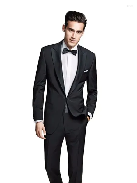 Abiti da uomo Pantaloni blazer neri su misura Pantaloni da sposo formali per matrimoni Abiti da giacca da 2 pezzi Cravatta Set classico da sposo
