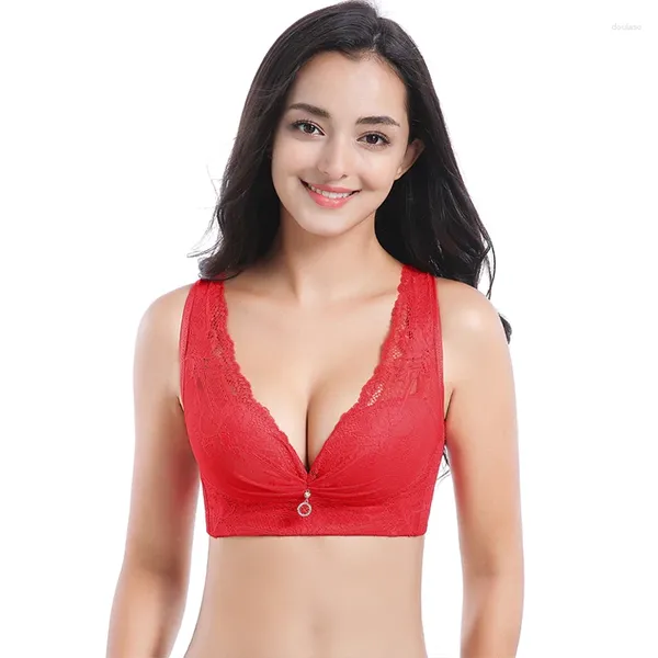 Reggiseni di grandi dimensioni Reggiseno di pizzo a righe ultrasottile Senso femminile Intimo di alta qualità XL