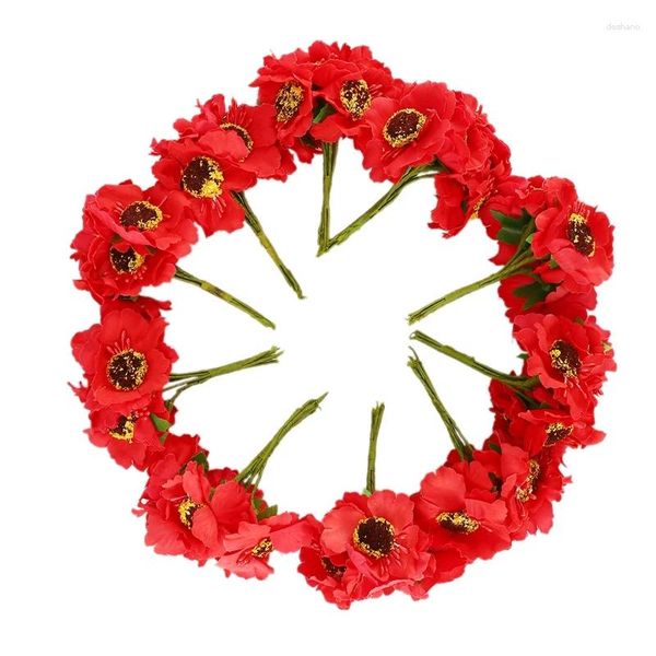 Dekorative Blumen, hochwertige Seidenkuchen, Kamelie, 5 cm, 60 Stück/Menge, künstliche Maiskolben, handgefertigt, kleine Hochzeitsdekoration (rot)