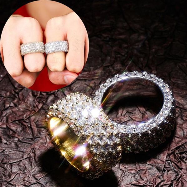 amanti del diamante oro oro oro personalizzato Gold Diamond Amanti ghiacciati Anello di anello di dito zirconia zirconia hip hop anelli di fidanzamento del matrimonio per 263t