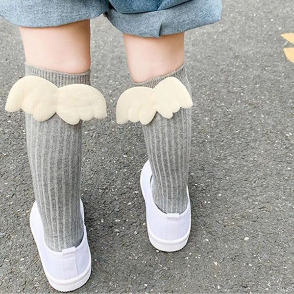 Frauen Socken Nette Prinzessin Baumwolle Engel Flügel Anti-moskito Anti-Slip Koreanische Stil Strümpfe Strumpfwaren Kind Mädchen Knie hohe