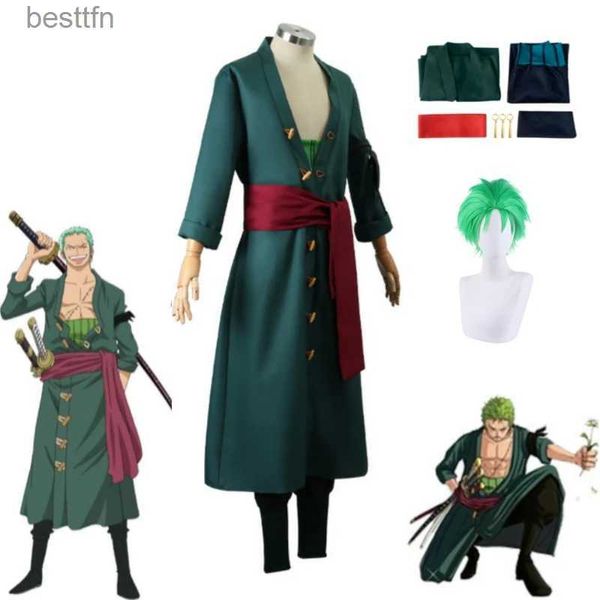 Themenkostüm Kom Cosplay Anime Roronoa Zoro Kom Kimono Robe Perücke Party Weihnachten Halloween SetL231013