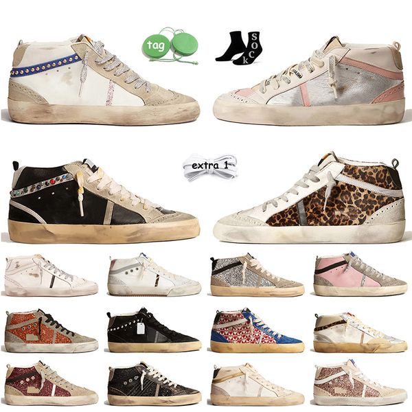 scarpe casual da uomo di design di lusso da donna glitter star blu flash borchie dorate stampa leopardata piattaforma in pelle di cavallino skat mid stars sneakers scarpe da ginnastica sportive in pelle scamosciata