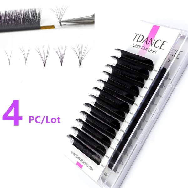 Ciglia finte TDANCE 4 vassoi/lotto Easy Fan Bloom Estensione ciglia finte Fast Self-Making Volume Lashes 10D Austomatic Flowering Makeup Eye Lash 231012