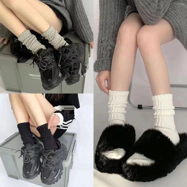 Женские носки, 3 пары, женские носки в стиле Лолиты, японские милые теплые женские женские осенне-зимние вязаные длинные черные, белые забавные спортивные носки