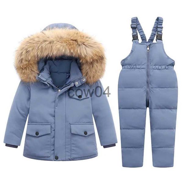 Macacão Parka Pele Real Com Capuz Menino Bebê Macacão Jaqueta De Inverno Quente Casaco Infantil Casaco De Neve Infantil Neve Crianças Meninas Conjunto de Roupas x1013